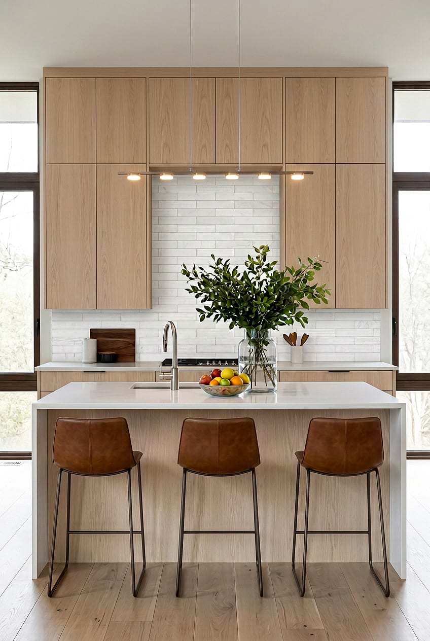 Large White Marble Subway Kitchen Tile BA8035