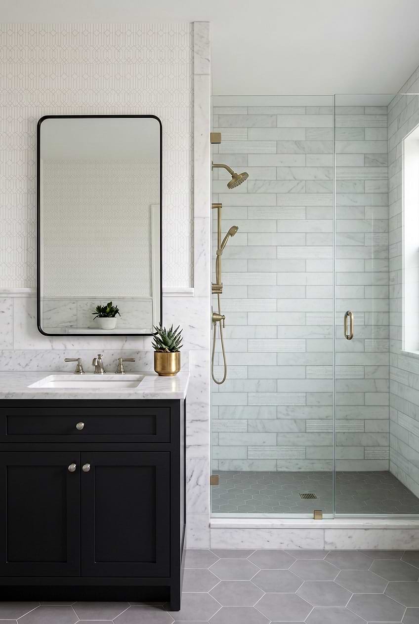 Large White Marble Subway Shower Tile BA8035