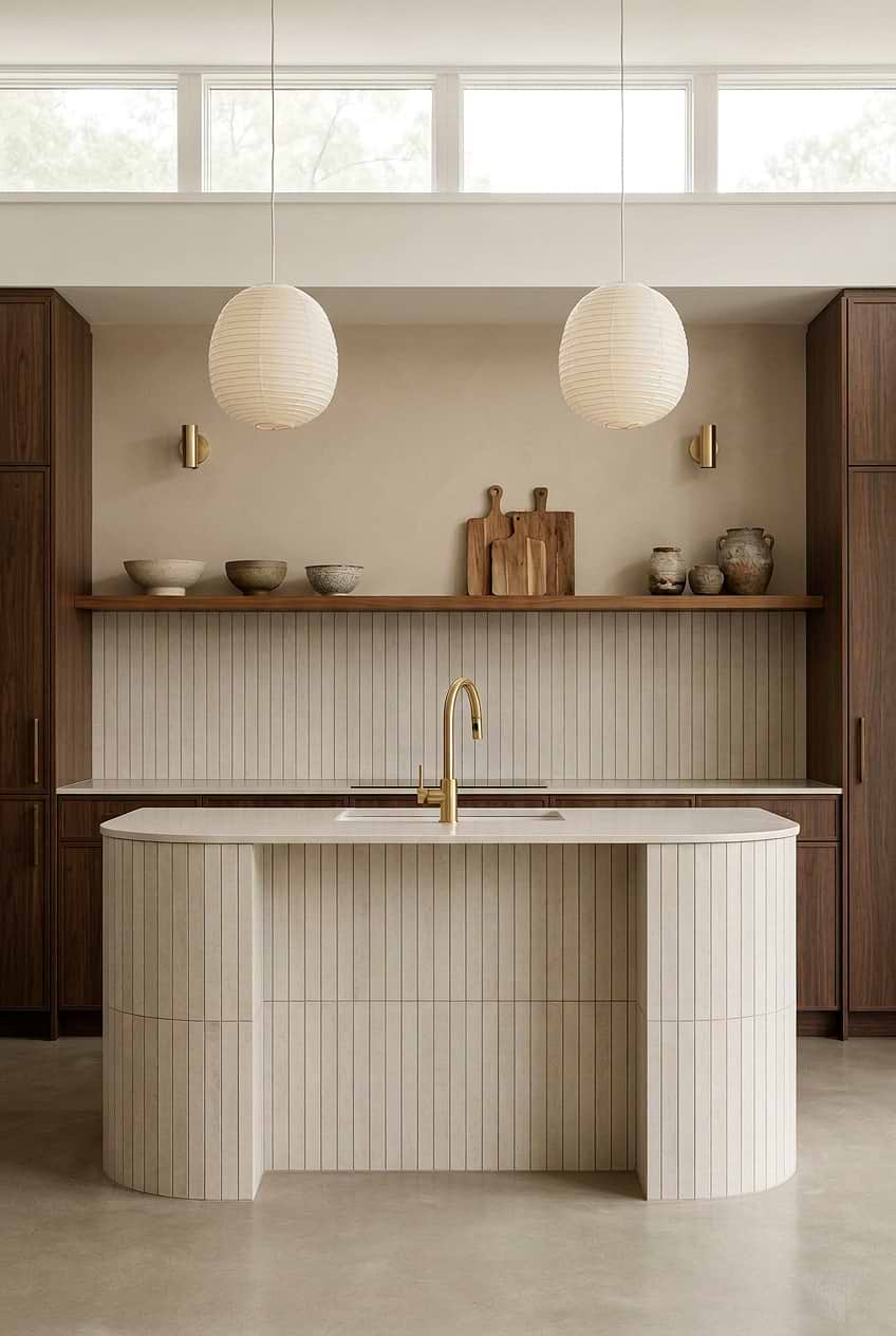Long Beige Porcelain Mosaic Tile Backsplash BA4501