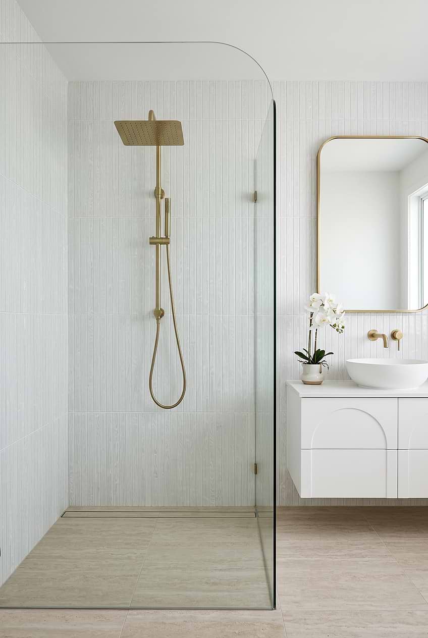 Long White Shell Glass Vertical Shower Tile BA8023