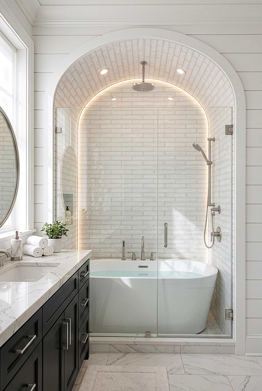 Milky White Glass Subway Shower Tile BA6707