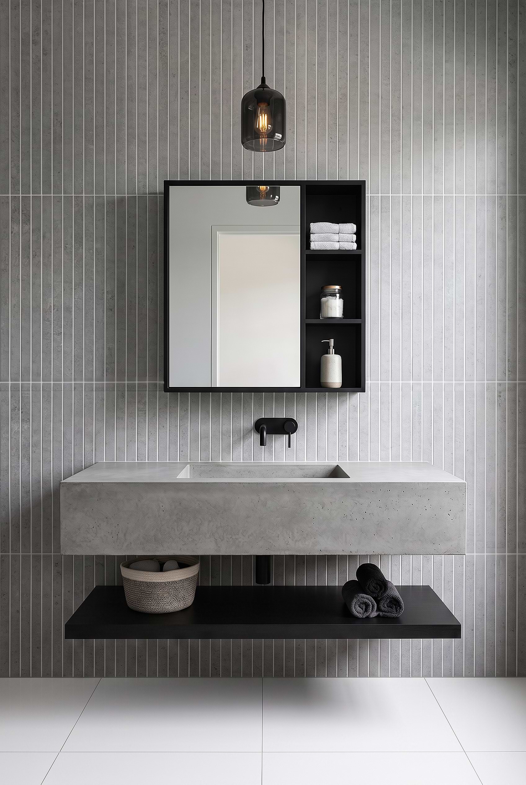 Modern Gray Porcelain Vertical Bathroom Tile BA4503
