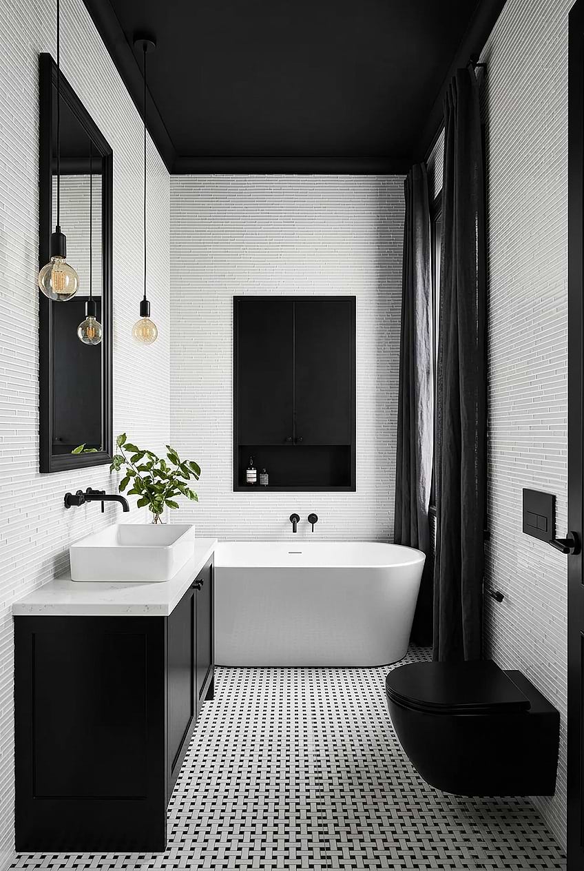 Modern White Linear Bathroom Wall Tile BA1164