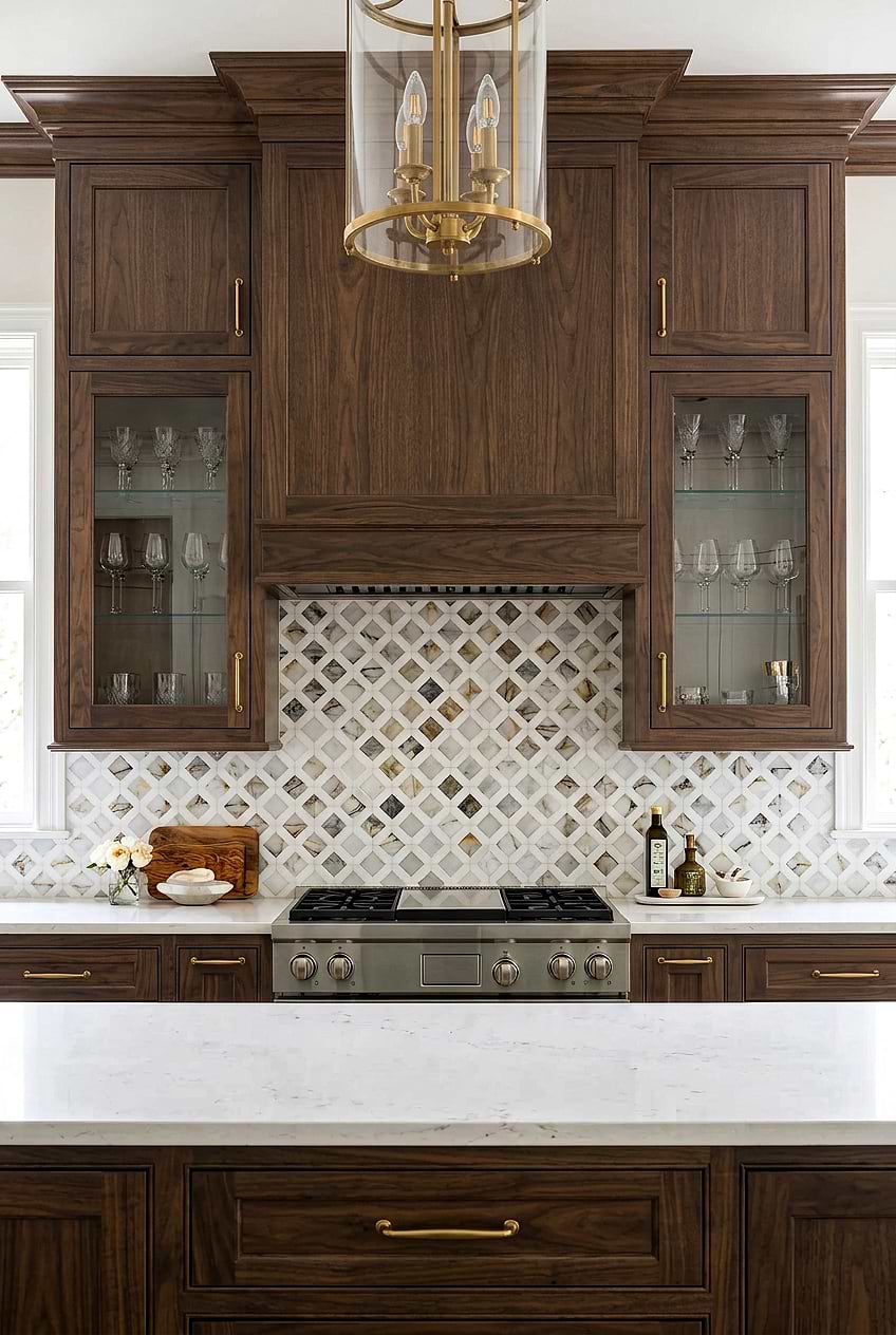 Multi Color Diamond Marble Walnut Kitchen Tile BA6313