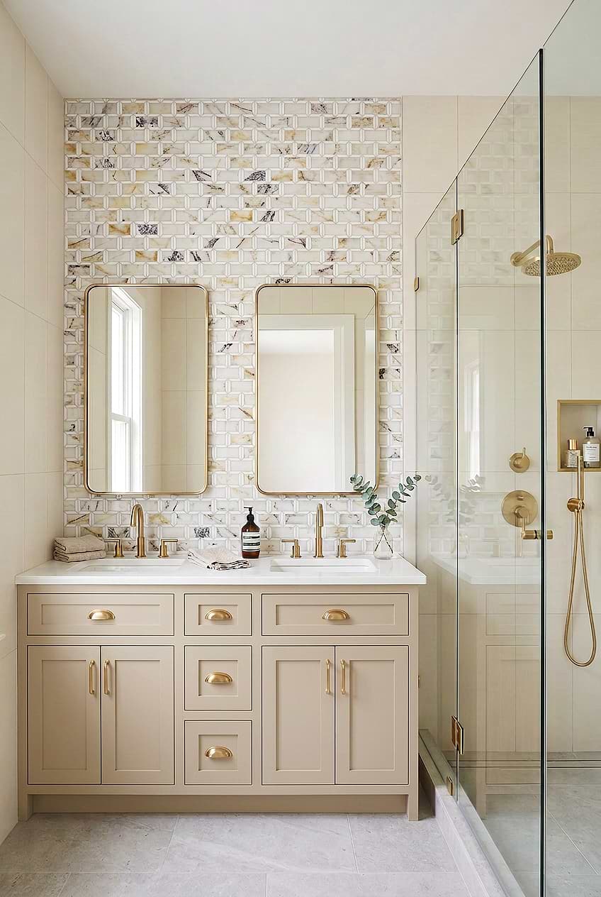 Multi Color Marble Bathroom Mosaic Tile BA6330