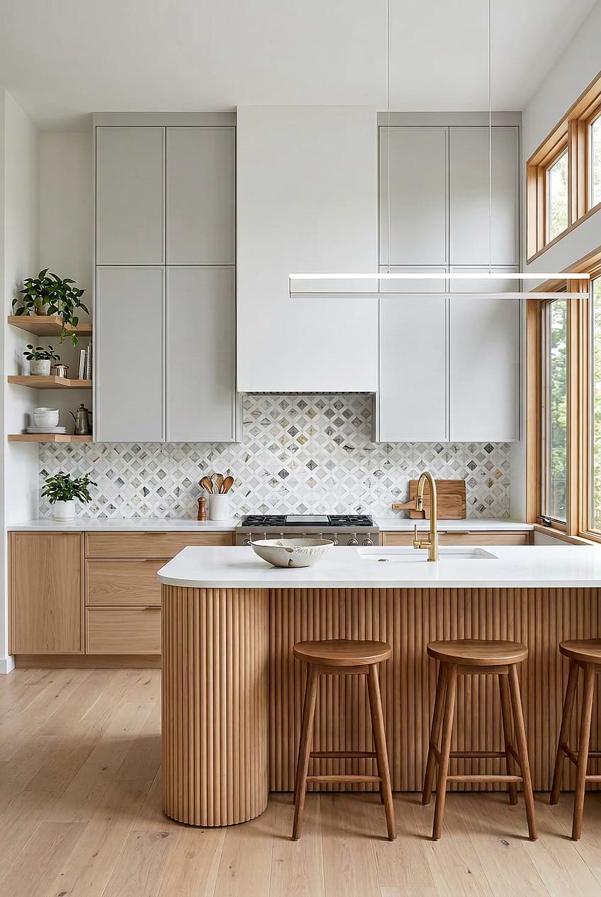 Multi Color Marble Diamond Kitchen Tile BA6313