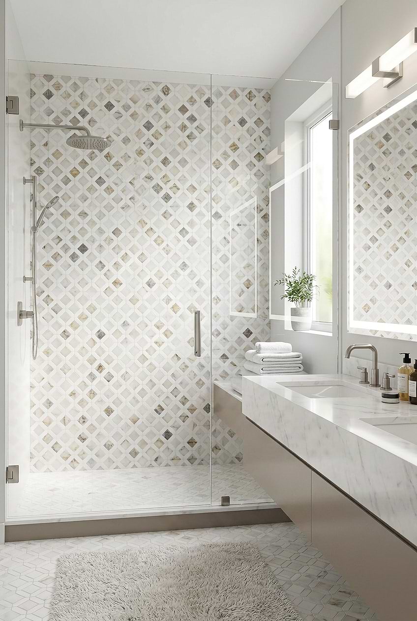 Multi Color Marble Diamond Shower BA6313
