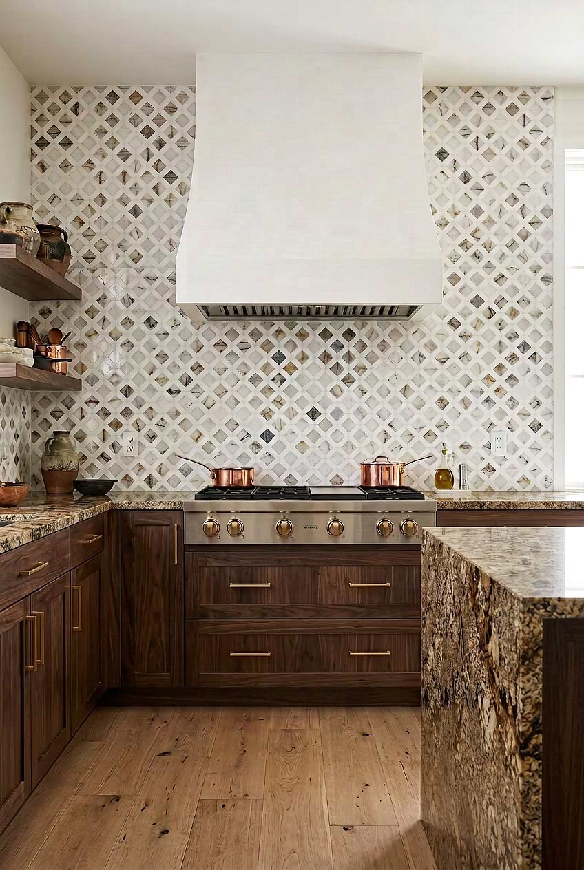 Multi Color Marble Diamond Tile Kitchen BA6313