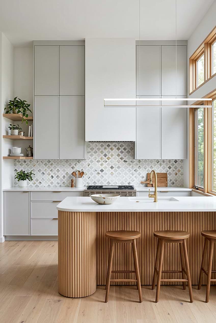 Multicolor Marble Diamond Mosaic Kitchen BA6313