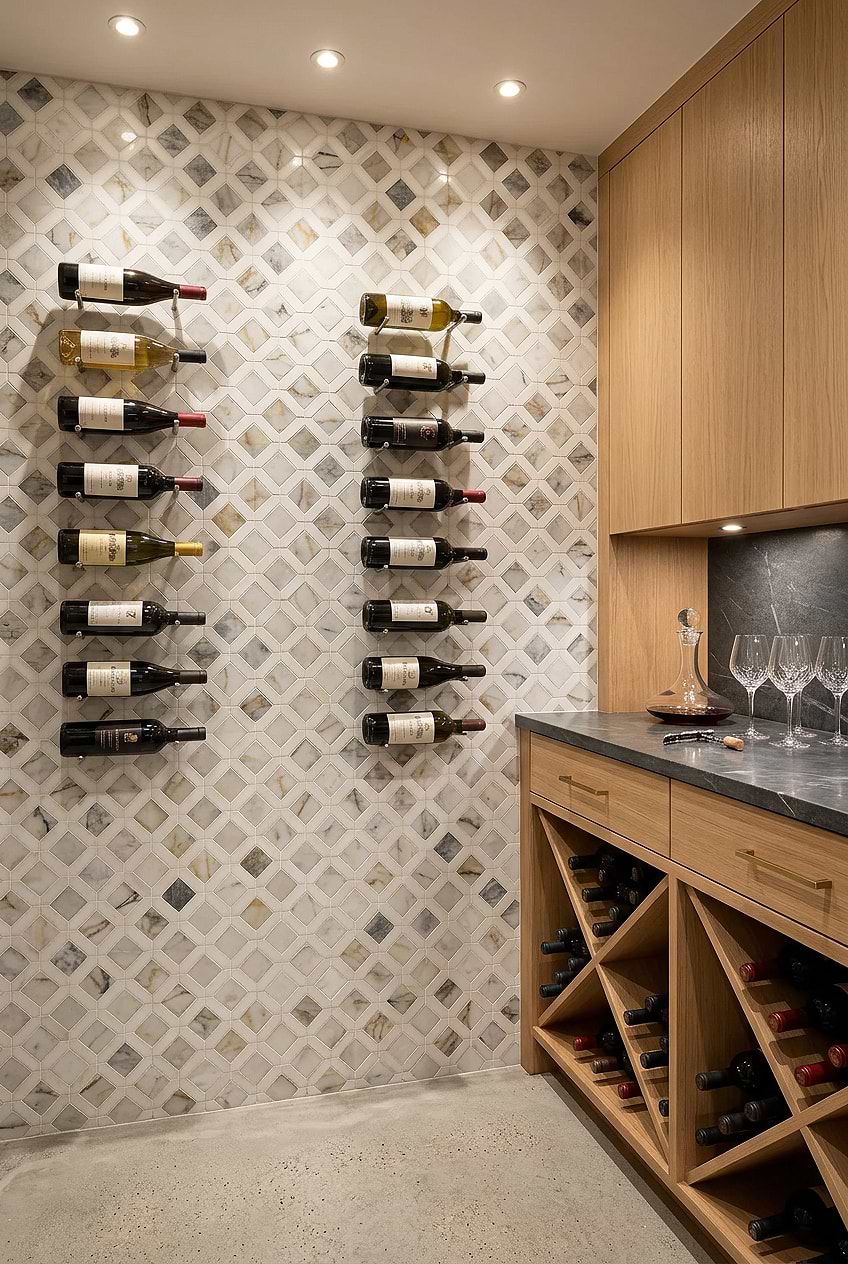 Multicolor Marble Tiled Small Wine Cellar BA6313 Multicolor Marble Tiled Small Wine Cellar BA6313