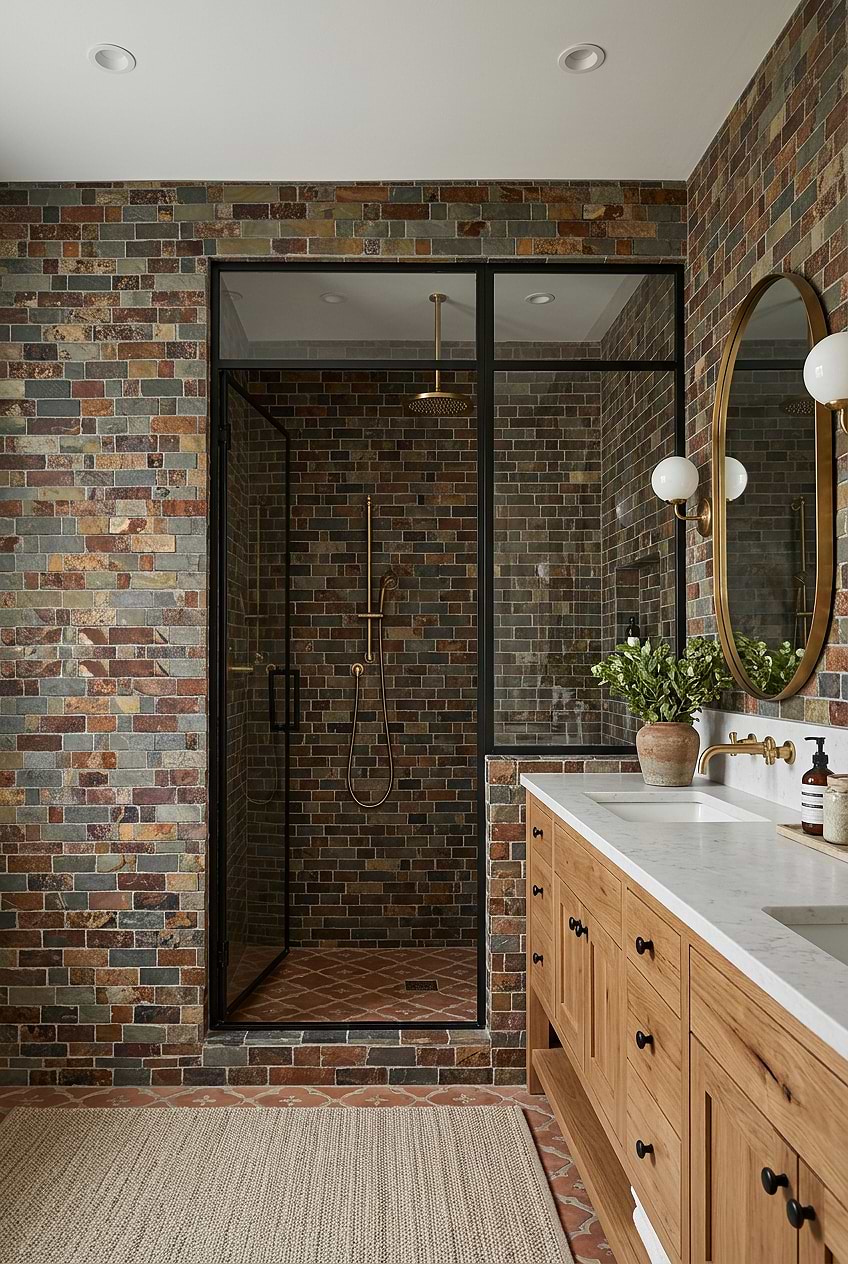 Multicolor Rustic Slate Shower Wall Tile BA1063