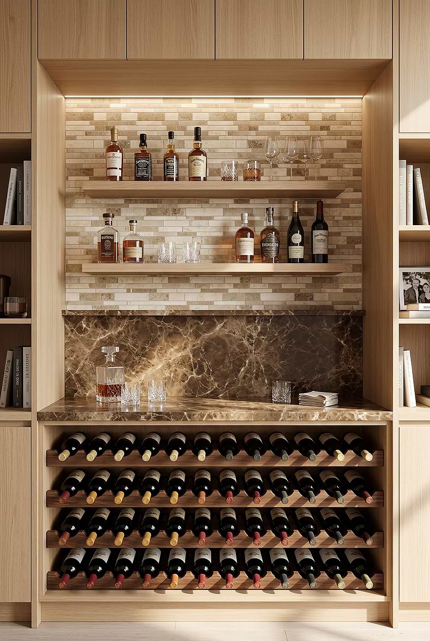 Multicolor Travertine Subway Home Bar BA1024 Multicolor Travertine Subway Home Bar BA1024