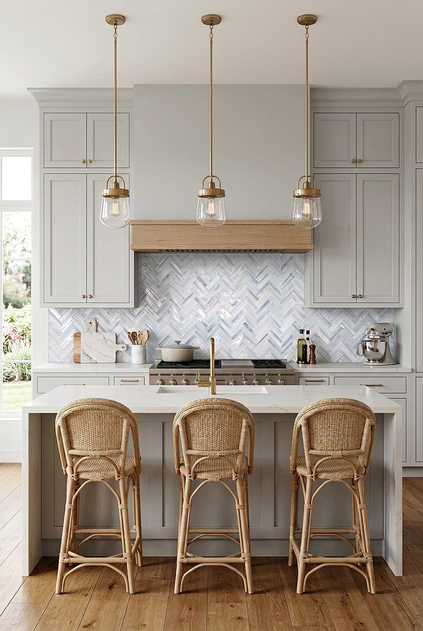 Ocean Blue Glass Herringbone Kitchen BA5507 LOT C