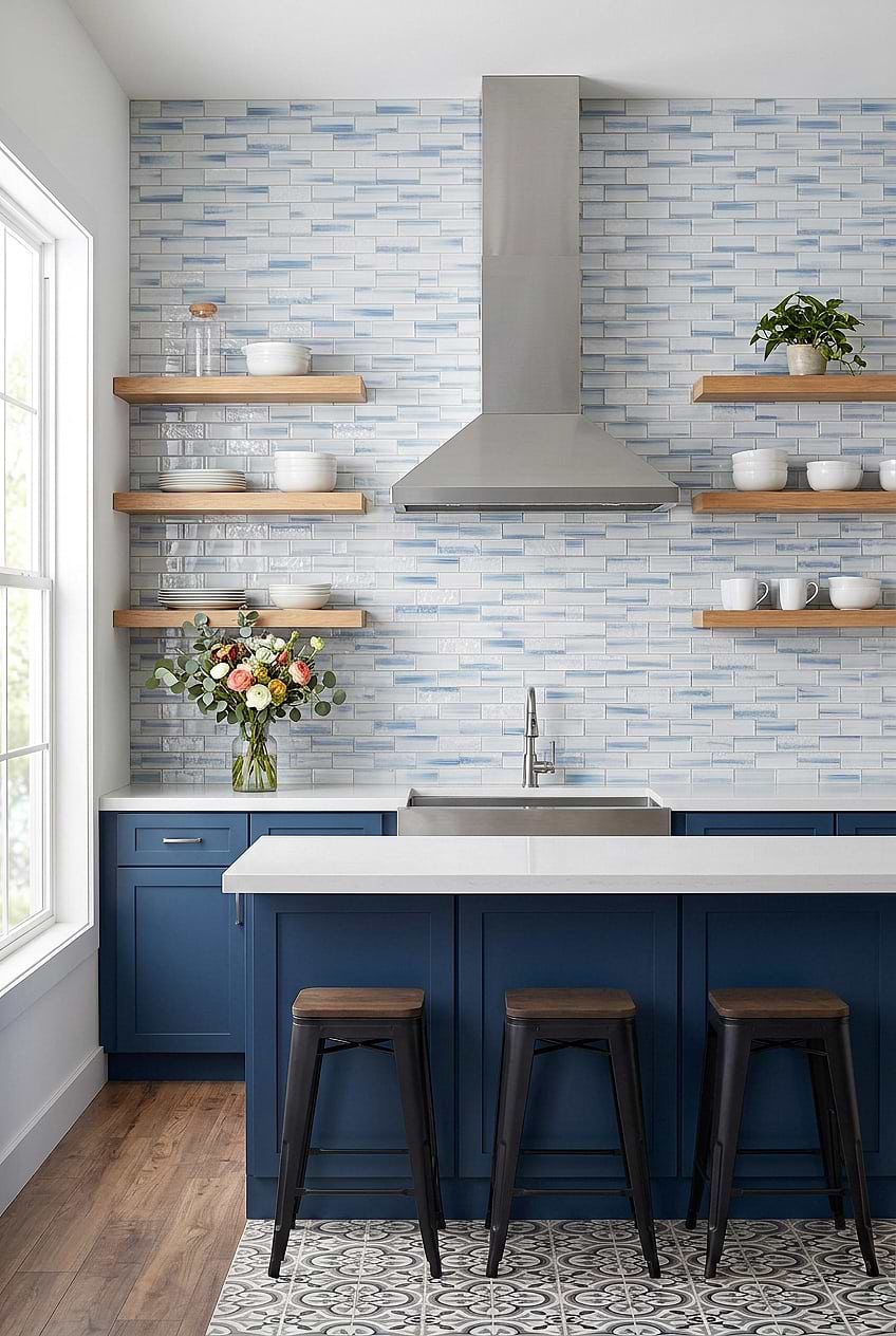 Ocean Blue Glass Subway Kitchen BA5507 LOT C Ocean Blue Glass Subway Kitchen BA5507 LOT C