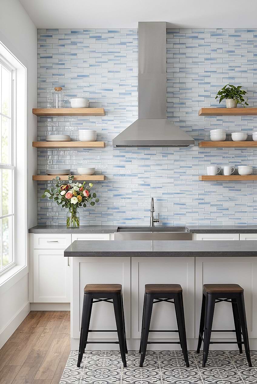 Ocean Blue Textured Glass Subway BA5507 LOT C