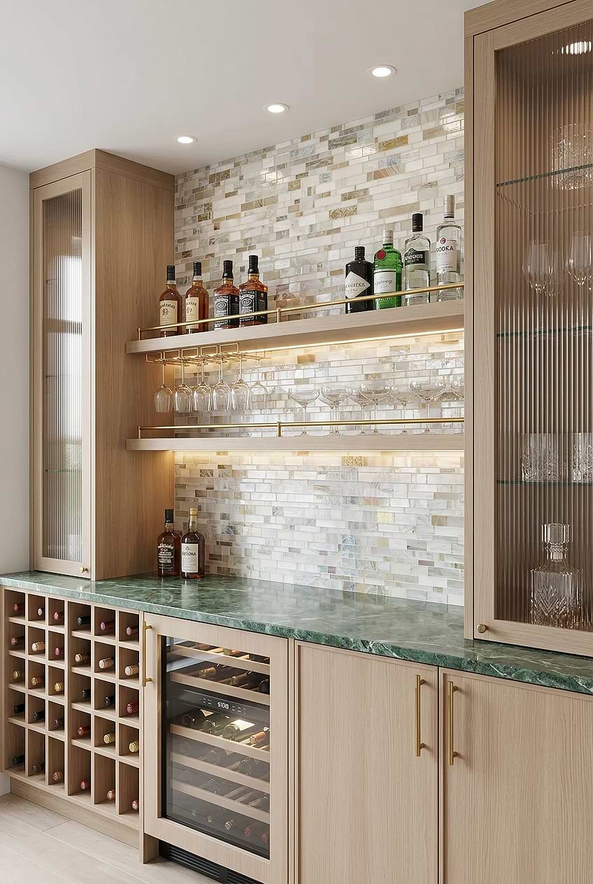 Opal Beige Glass Artisan Bar Backsplash BA7015