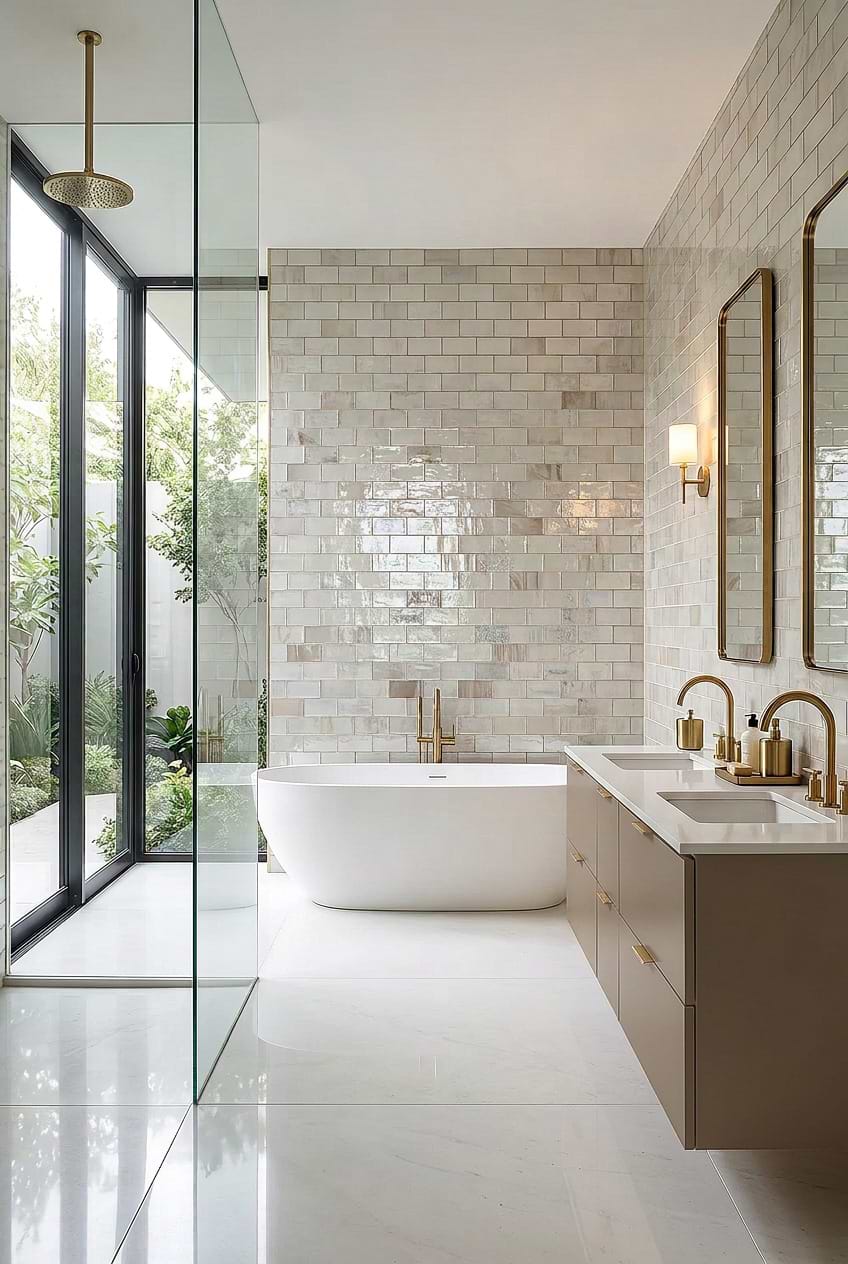 Opal Beige Glass Bathroom Walls BA7015
