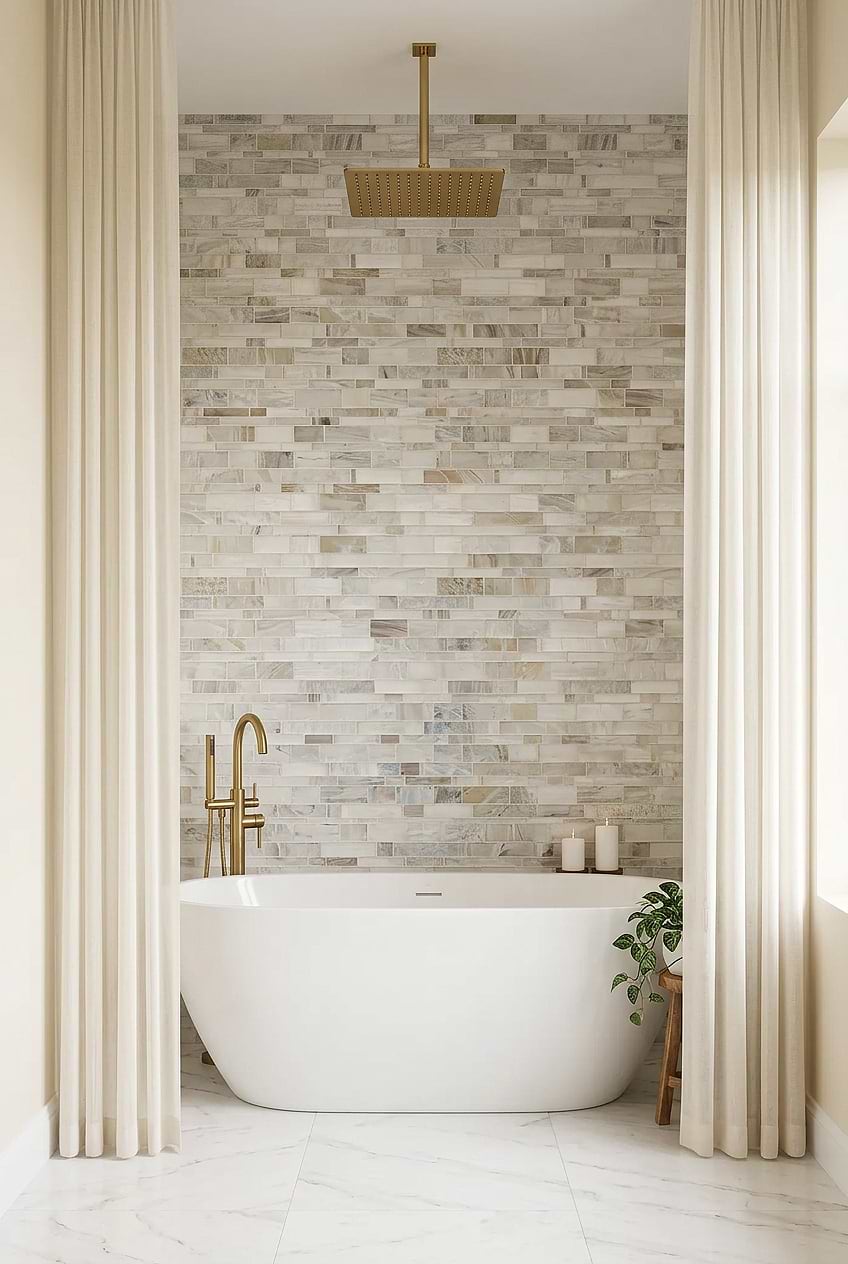 Opal Beige Glass Bathtub Wall Tile BA7015