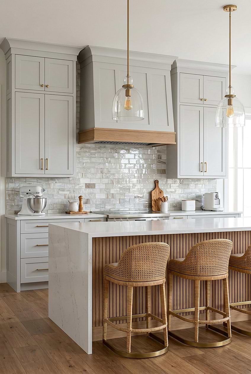 Opal Beige Glass Subway Kitchen BA7015