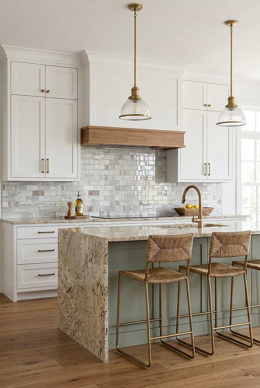 Opal Beige Glass Subway Kitchen Tile BA7015