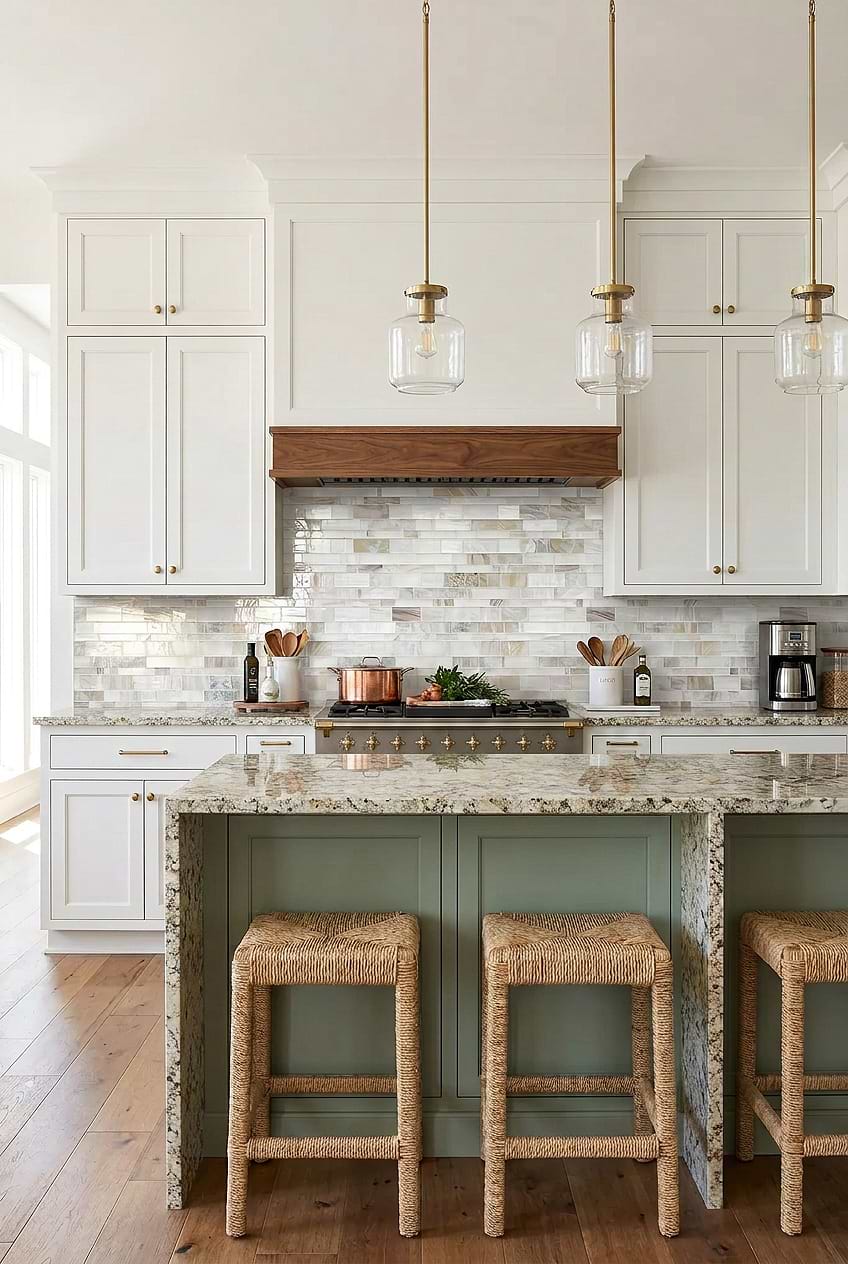Opal Beige Glass Transitional Kitchen BA7015
