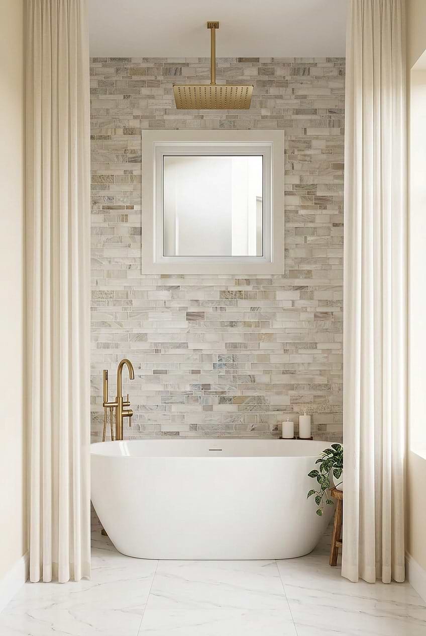 Opal Beige Linear Mosaic Wall Tiles BA7015