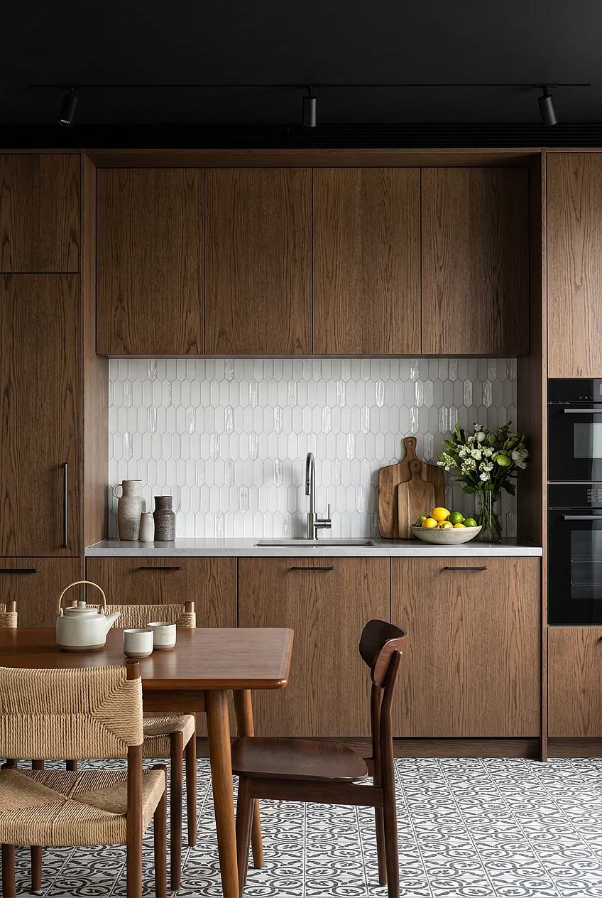 Pearl Glass Picket Tile Backsplash BA6701