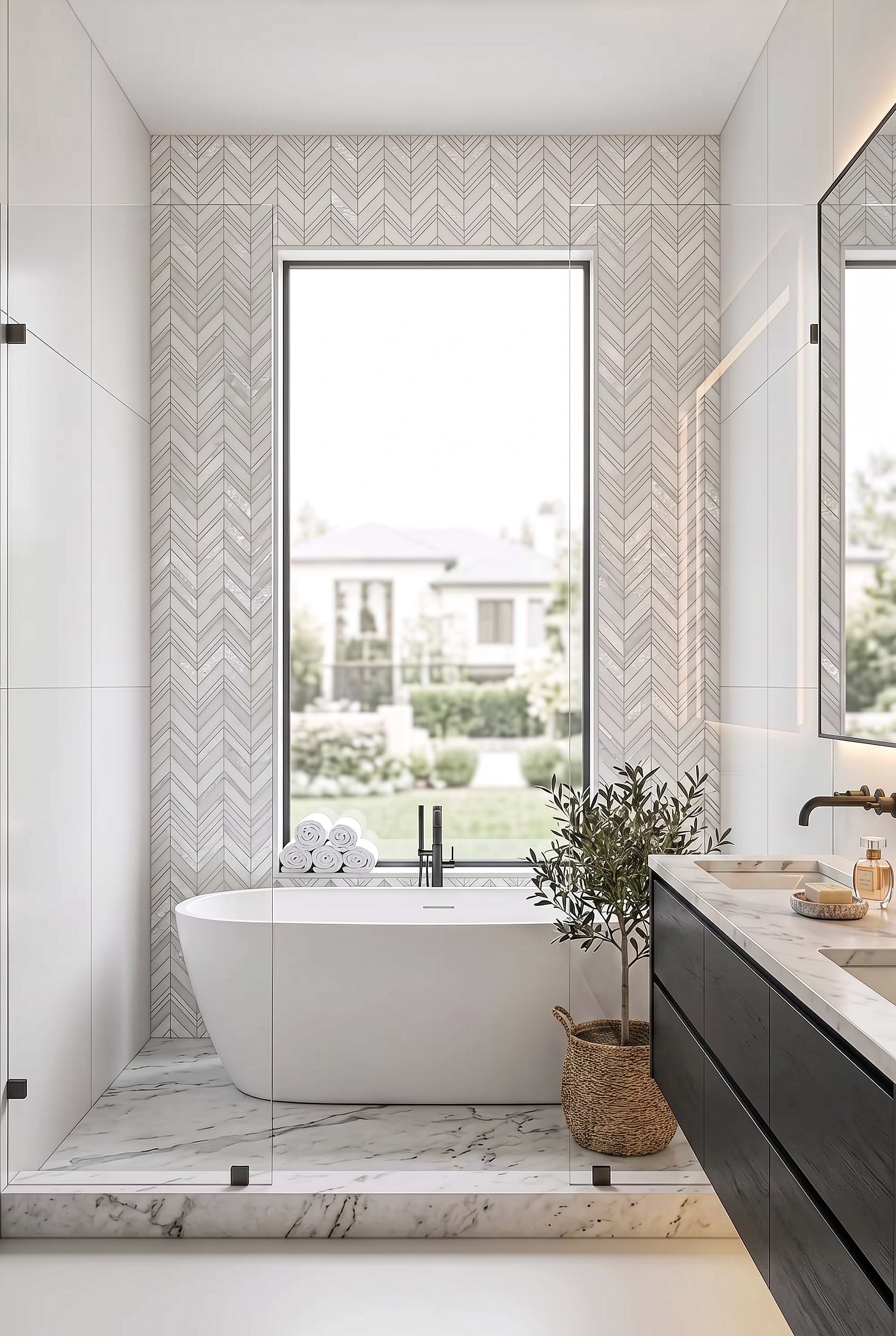 Pearl Marble Chevron Bathroom Wall BA8030 Pearl Marble Chevron Bathroom Wall BA8030