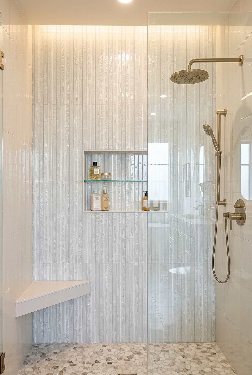 Pearlescent Shell Glass Vertical Shower Tile BA8023