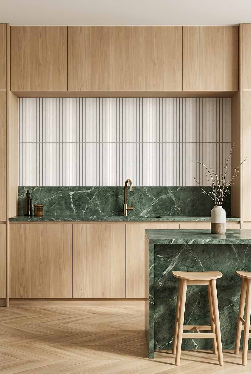 Pure White Long Marble Kitchen Tile BA1078