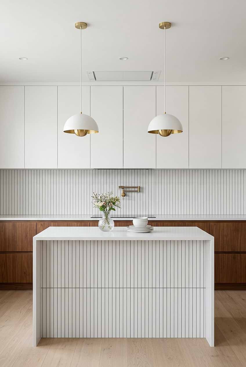 Pure White Marble Vertical Mosaic Kitchen BA1078