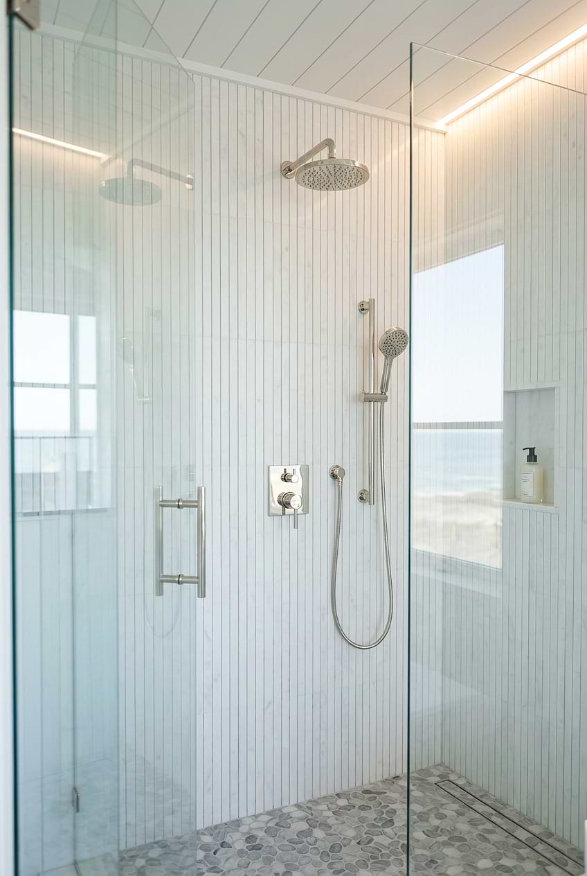 Pure White Marble Vertical Shower Tile BA1078