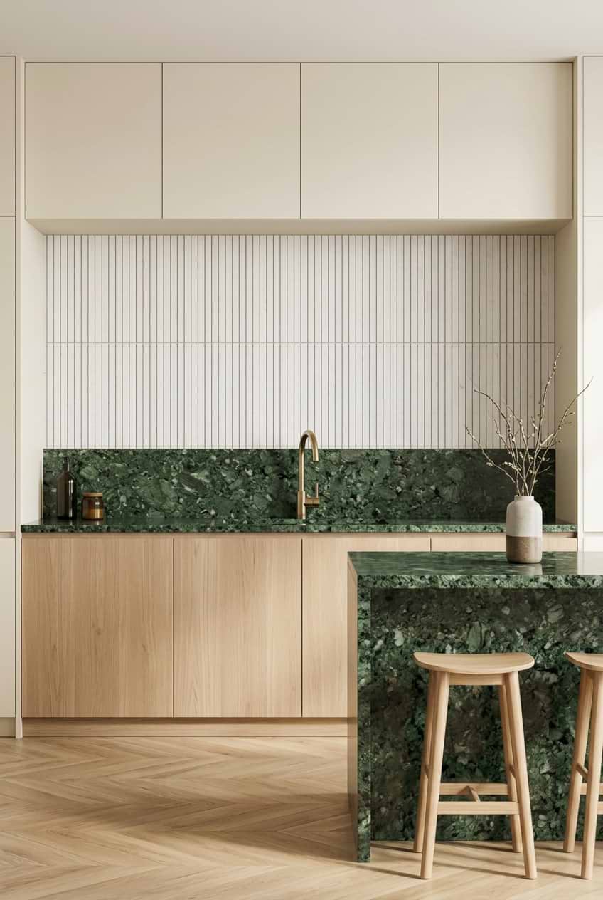 Pure White Vertical Marble Kitchen Tile BA1078