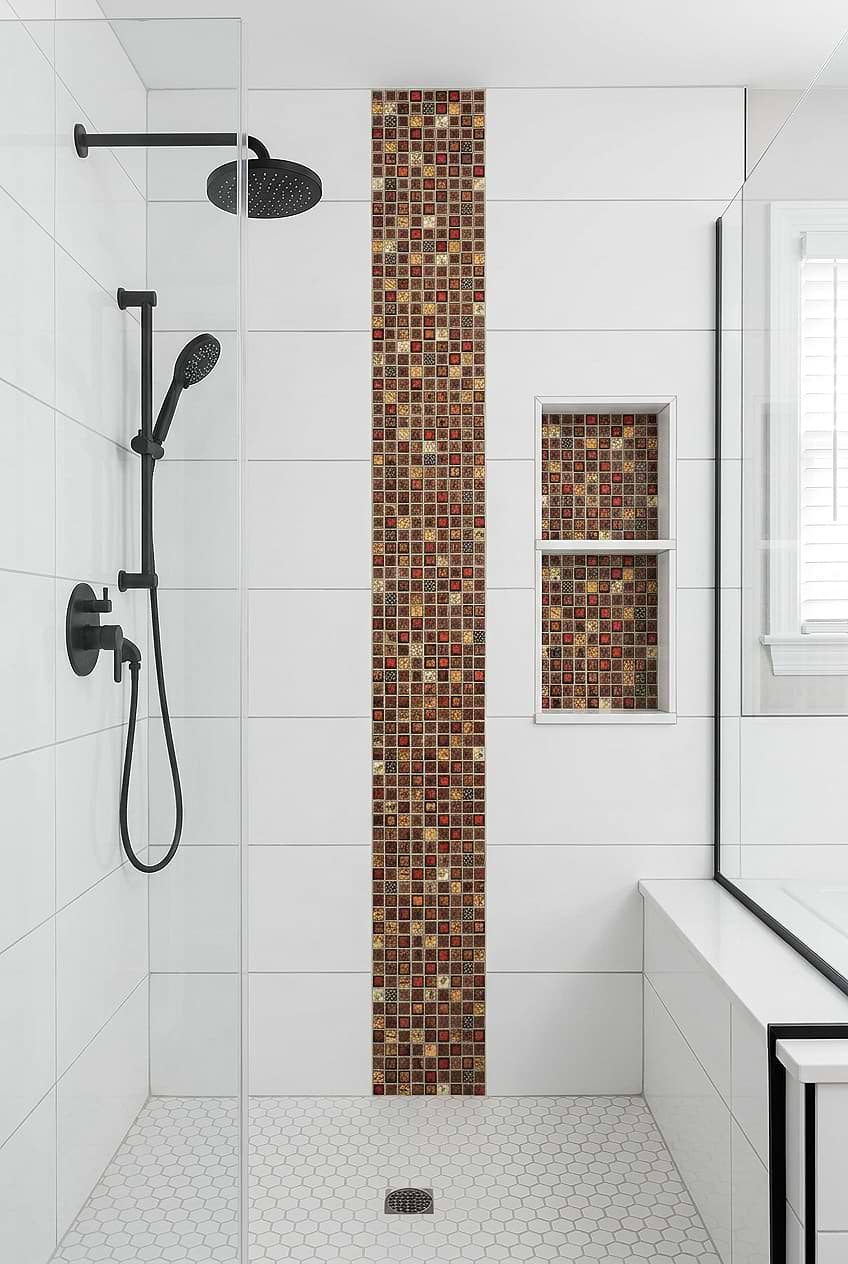 Red Beige Glass Mosaic Shower Accent BA1105 Red Beige Glass Mosaic Shower Accent BA1105