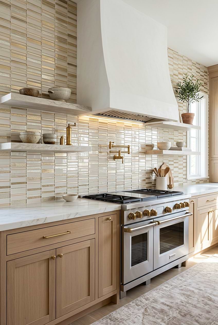 Rose Gold Beveled Glass Mosaic Tile BA8006