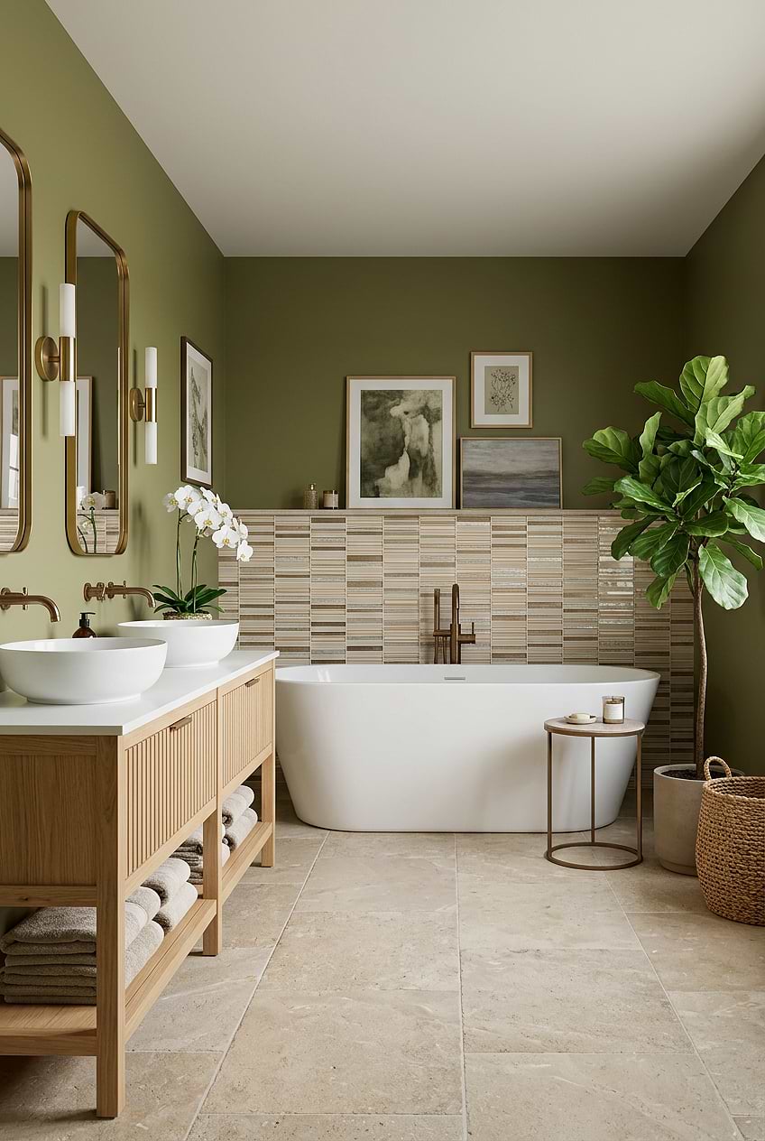 Rose Gold Linear Glass Bathroom Tile BA8006
