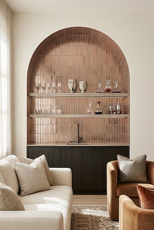 Rose Gold Metallic Arched Bar Tile BA6206
