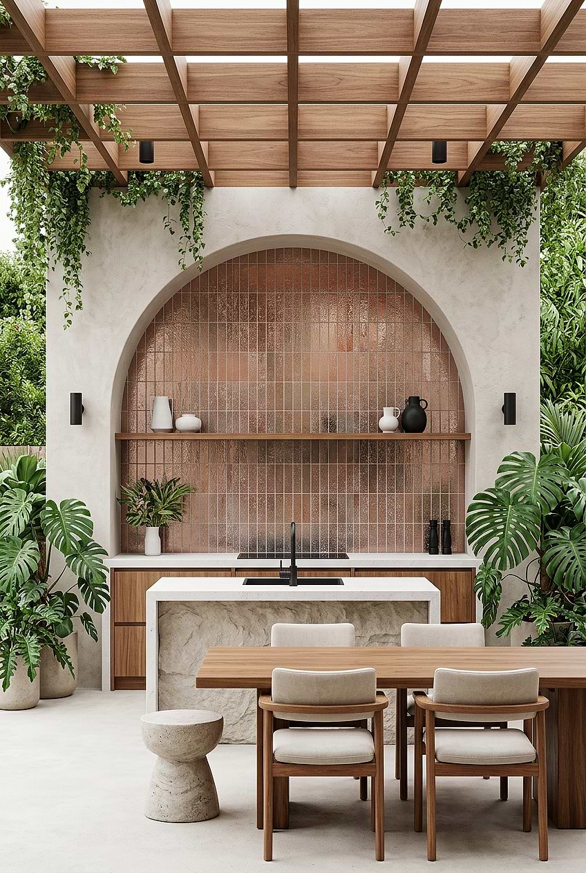 Rose Gold Metallic Mosaic Outdoor Kitchen BA6206