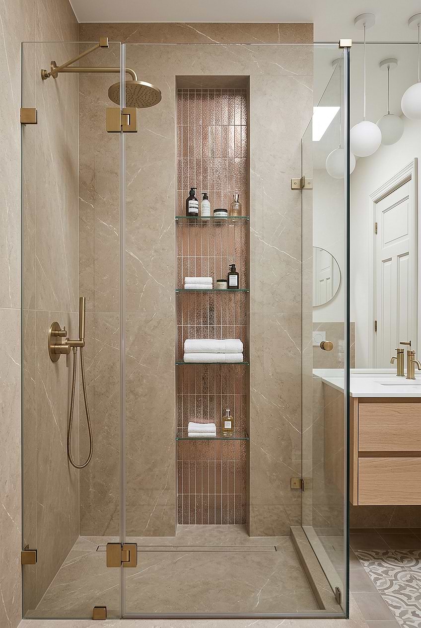 Rose Gold Metallic Shower Niche Tile BA6206 Rose Gold Metallic Shower Niche Tile BA6206