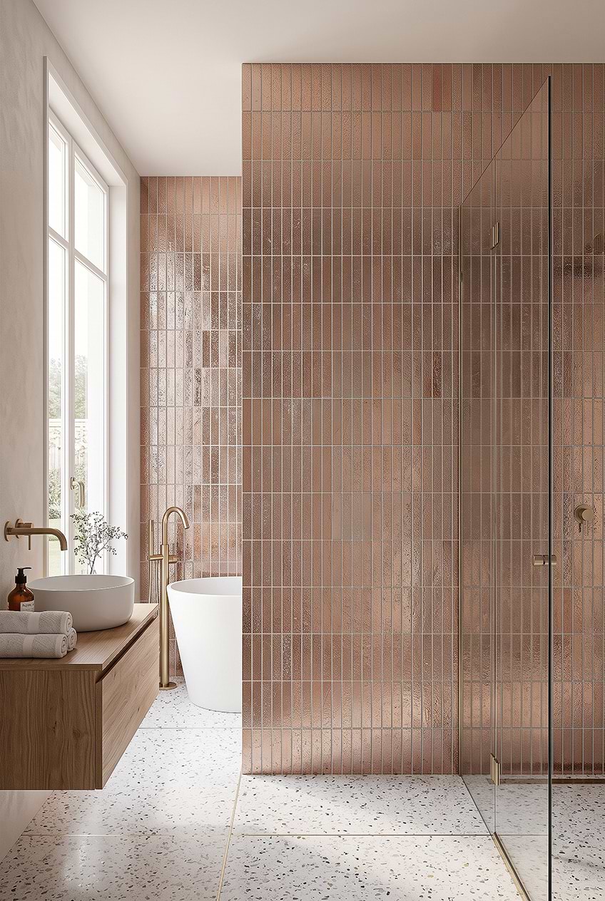 Rose Gold Metallic Shower Wall Tile BA6206
