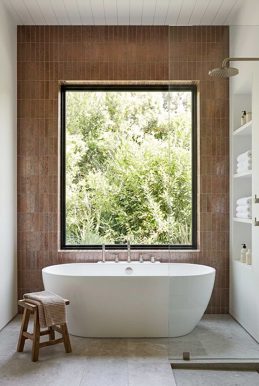 Rose Gold Metallic Tub Feature Wall BA6206