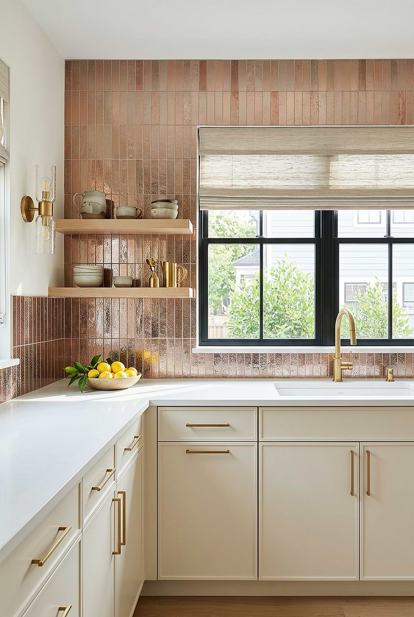 Rose Gold Metallic Vertical Kitchen Tile BA6206 Rose Gold Metallic Vertical Kitchen Tile BA6206