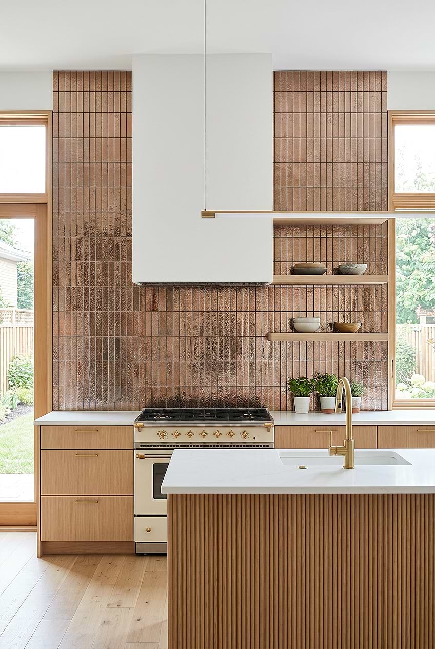 Rose Gold Metallic Vertical Mosaic Tile BA6206