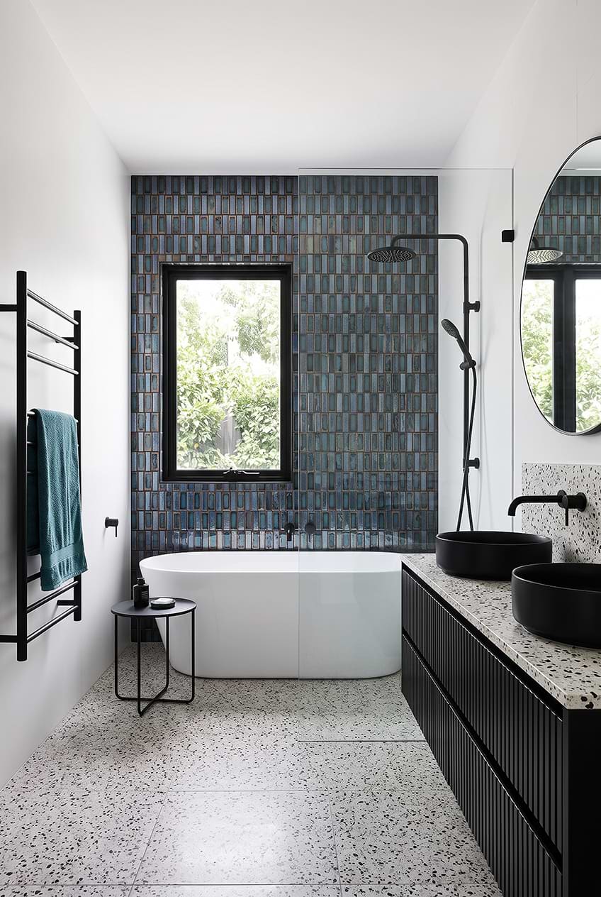 Rustic Blue Glass Bathroom Wall BA6204