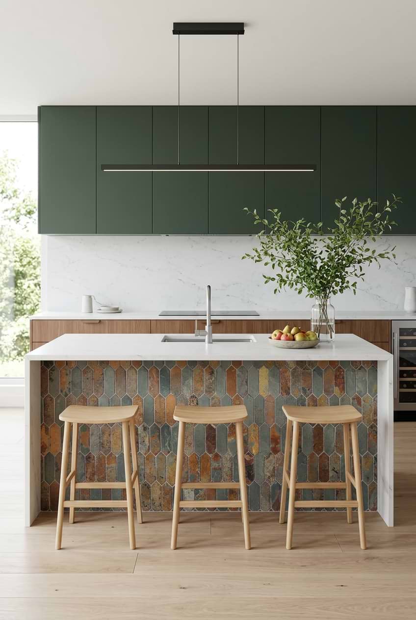 Rustic Brown Gray Picket Slate Kitchen BA1066