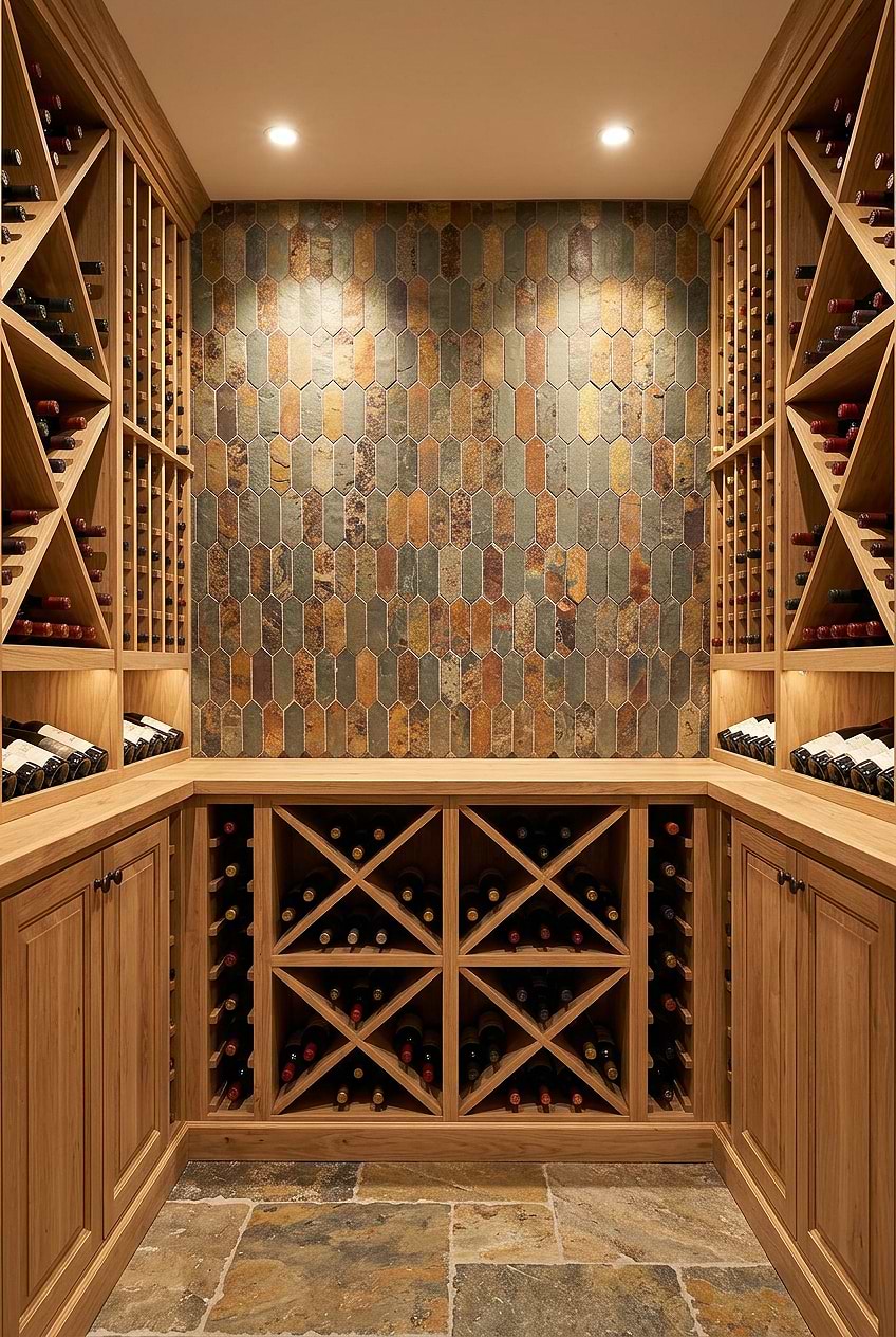 Rustic Brown Gray Picket Wine Cellar BA1066 Rustic Brown Gray Picket Wine Cellar BA1066