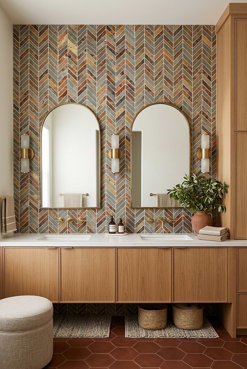 Rustic Brown Gray Slate Chevron Tile BA1065 Rustic Brown Gray Slate Chevron Tile BA1065