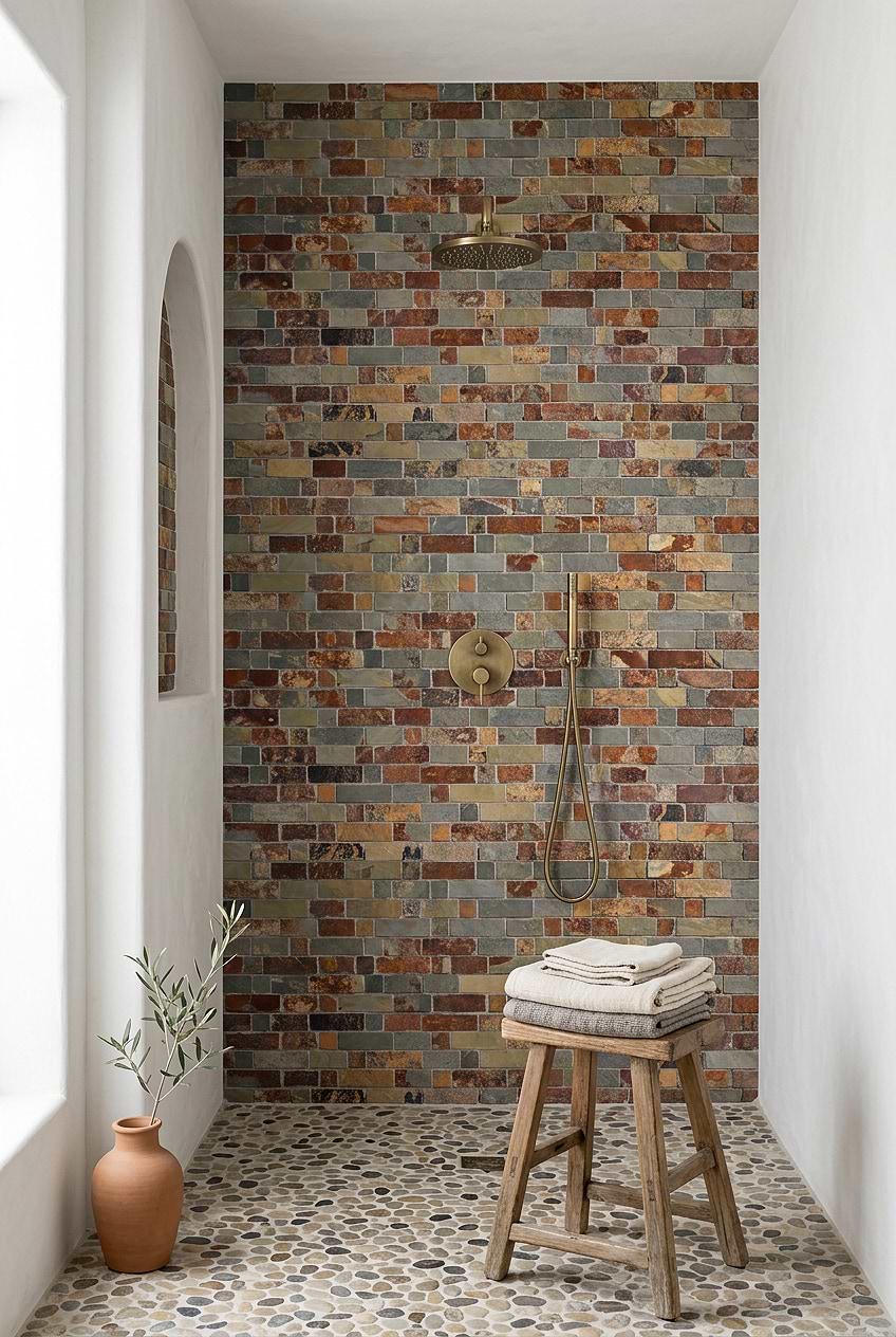 Rustic Brown Slate Shower Mosaic Tile BA1063 Rustic Brown Slate Shower Mosaic Tile BA1063