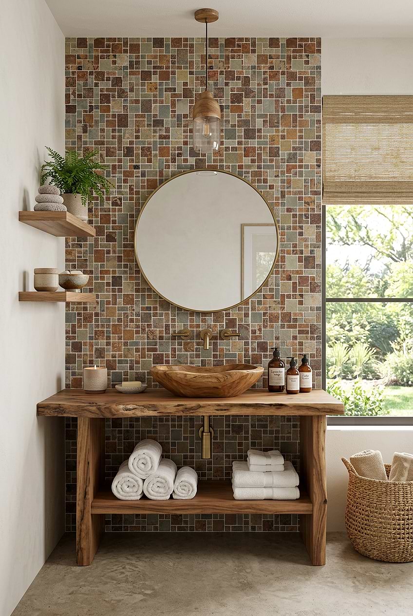 Rustic Brown Slate Vanity Mosaic BA1064