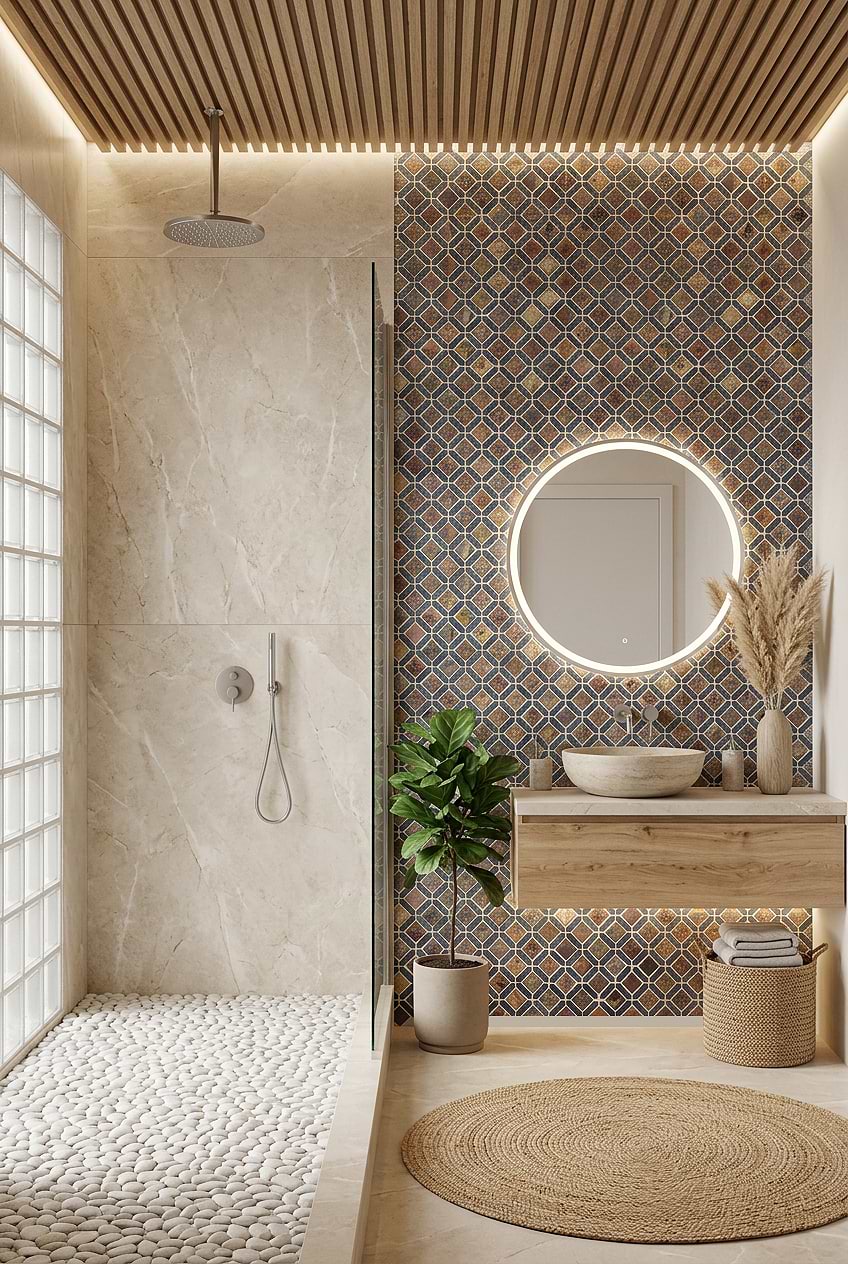 Rustic Diamond Slate Bathroom Wall BA1067